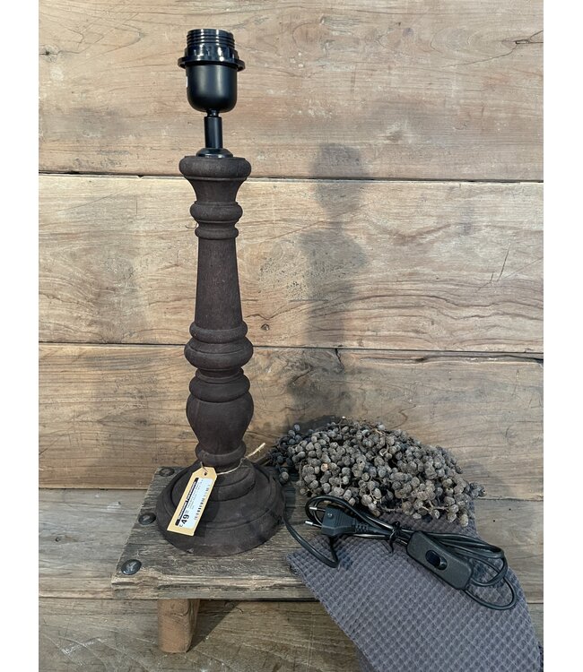 Tafellamp hout Miami umber bruin -14 x 14 x 35 cm