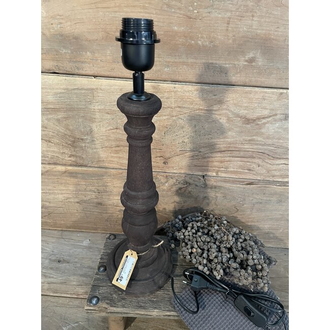 # Tafellamp hout Miami umber bruin -14 x 14 x 35 cm