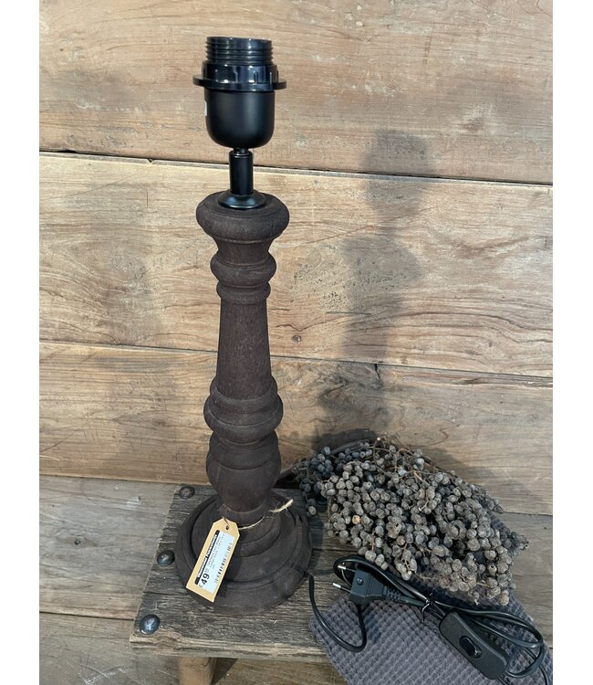 Tafellamp hout Miami umber bruin -14 x 14 x 35 cm
