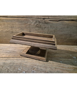 Bruin houten plateau op voet - 27 x 15 x 15 cm
