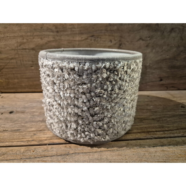 2074 - KKL - lampenkap - lichtgrijs fluffie - 15 x 15 x 12 cm