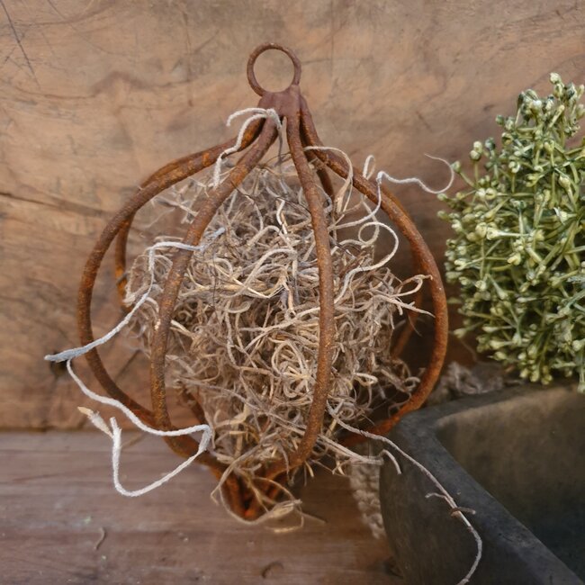 # mosbal punt metaal L 13 cm - (excl deco en mos) per stuk