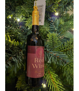 ## wordt niet verzonden - Kerstbal fles rode wijn - 13,5 cm