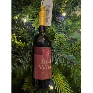 ## wordt niet verzonden - Kerstbal fles rode wijn - 13,5 cm