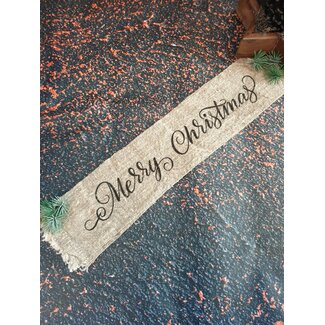 # Kerst lint Merry Christmas - shabby - 10 cm breed x 100 cm lang