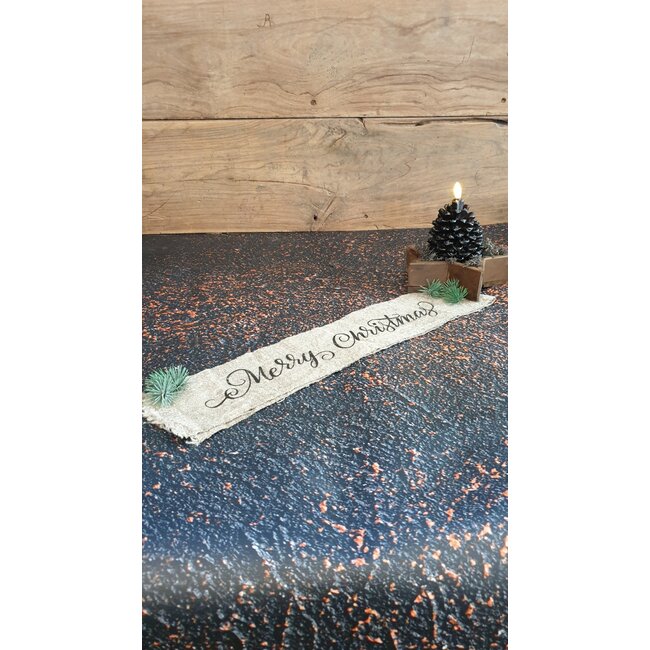 # Kerst lint Merry Christmas - shabby - 10 cm breed x 100 cm lang