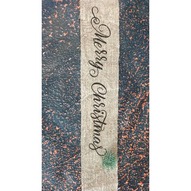 # Kerst lint Merry Christmas - shabby - 10 cm breed x 100 cm lang