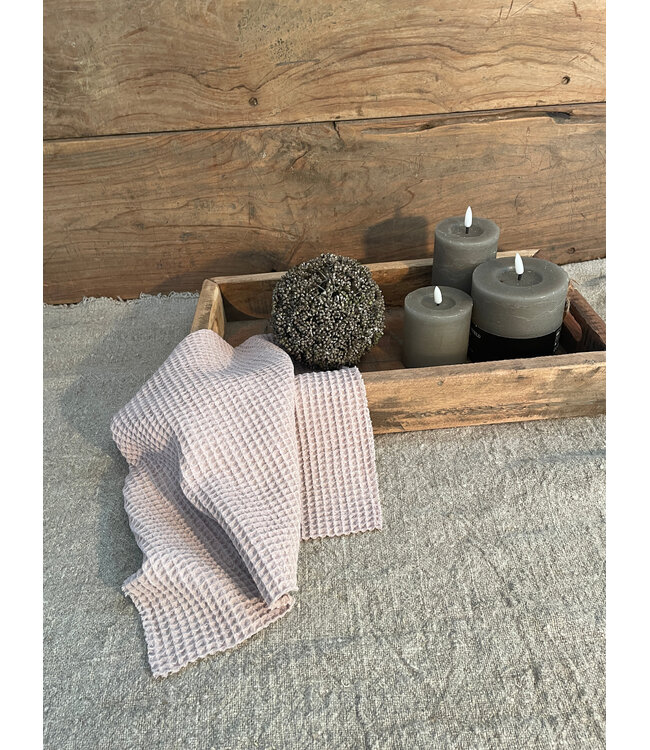 # Katoenen wafeldoekje licht oud roze 40x40cm