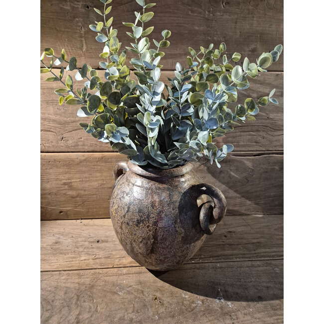 # Pot - aardewerk  (chocowhite)- met oren en ringen - ca. 34 x 30 x 28 cm