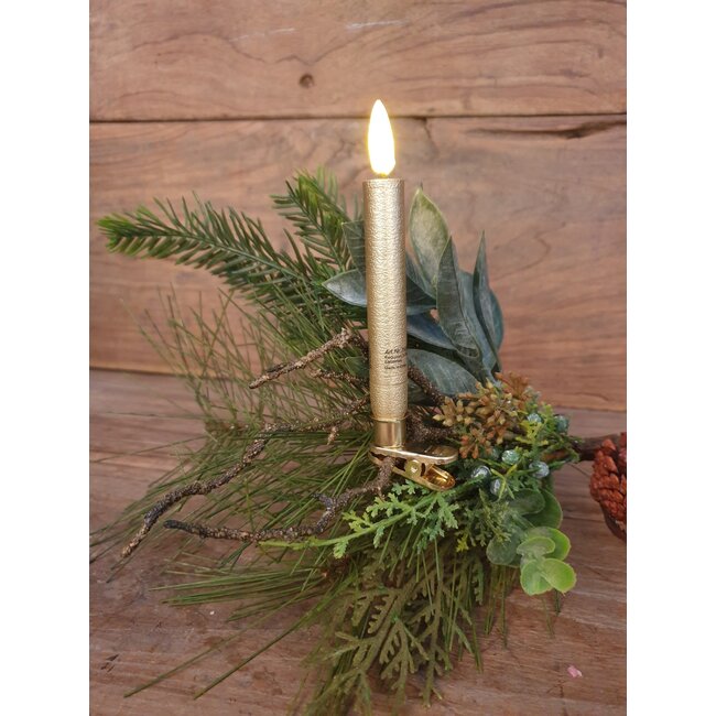 Countryfield Kaarsje op clip - 14 cm goud - werkt op batterij - excl. afstandsbediening