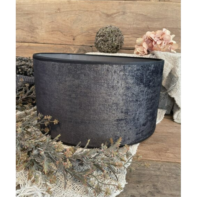 2063 - KKL - lampenkap - donker grijs melee velours - 30 x 30 x 17 cm