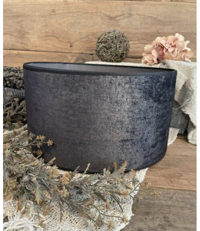 2063 - KKL - lampenkap - donker grijs melee velours - 30 x 30 x 17 cm
