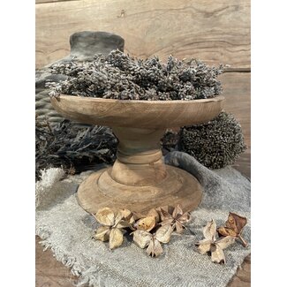 # Ronde houten schaal op voet - naturel - 25 x 15 cm