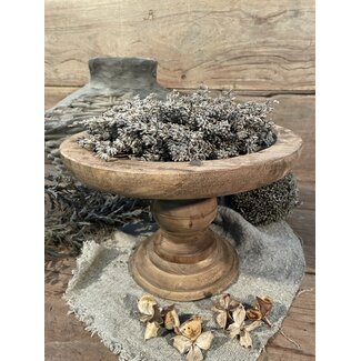 # Ronde houten schaal op voet - naturel -30 x 20 cm