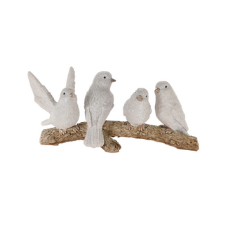VOGELS OP TAK POLYRESIN 16X7X7CM WIT