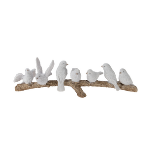 VOGELS OP TAK POLYRESIN 30X7X8CM WIT