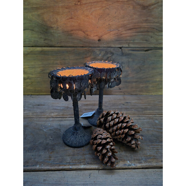 Countryfield # Kandelaar - munt - grijs - 10 x 20 cm - per stuk