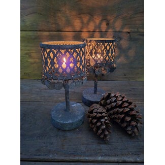 Countryfield # Kandelaar - munt - grijs - 10 x 21,5 cm - per stuk