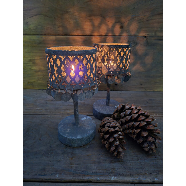 Countryfield # Kandelaar - munt - grijs - 10 x 21,5 cm - per stuk