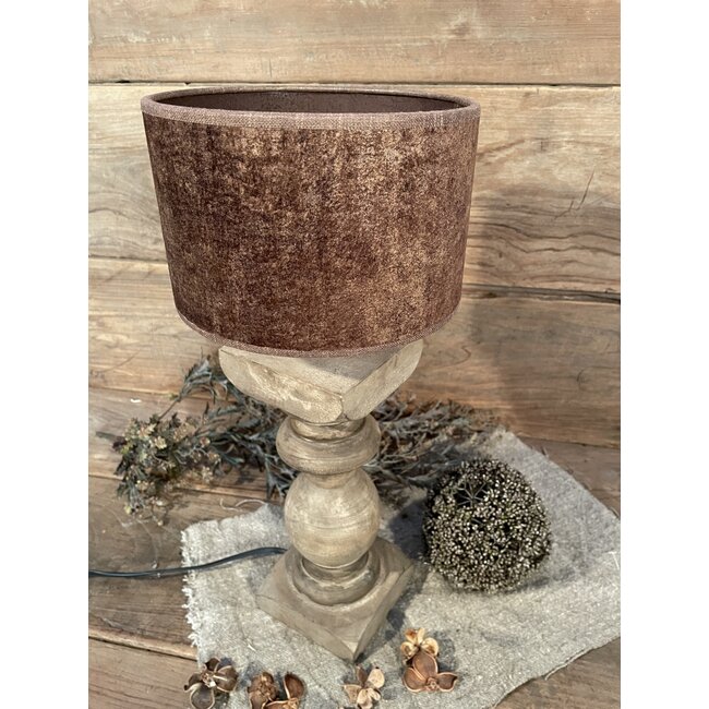 2066 - KKL - Lampenkap - camel velours - 20 x 20 x 13 cm