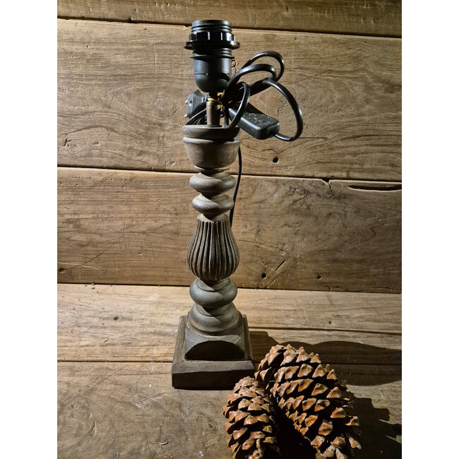 Houten lampvoet (216) - 11 x 11 x 32 cm (41cm incl fitting)