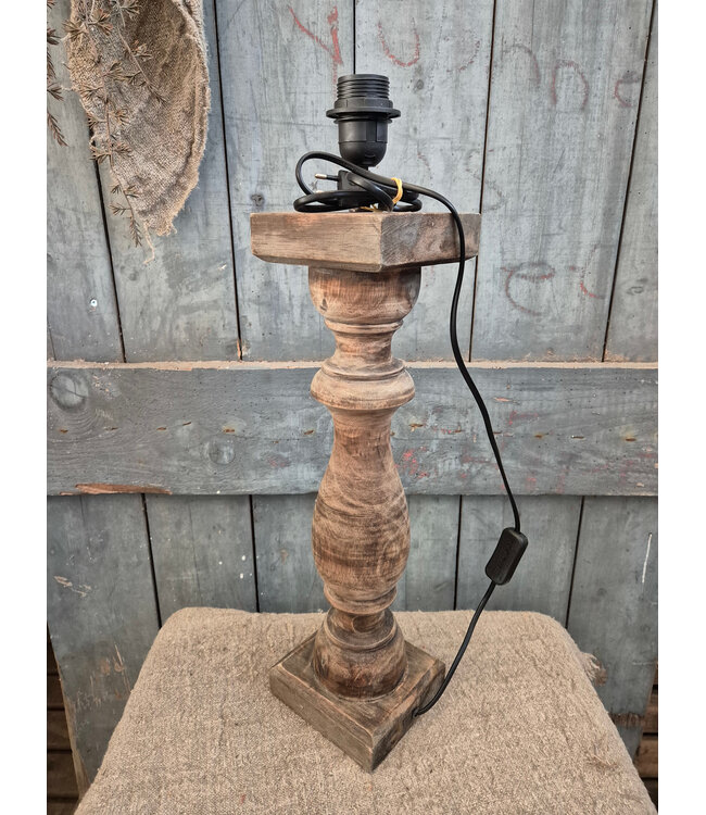 Houten lampvoet (182) - 14 x 14 x 50 cm (59 cm incl fitting)