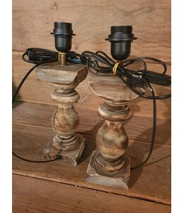Houten lampvoet (103) per stuk- 10 x 10 x 25 cm (34 cm incl. fitting) - excl. kap