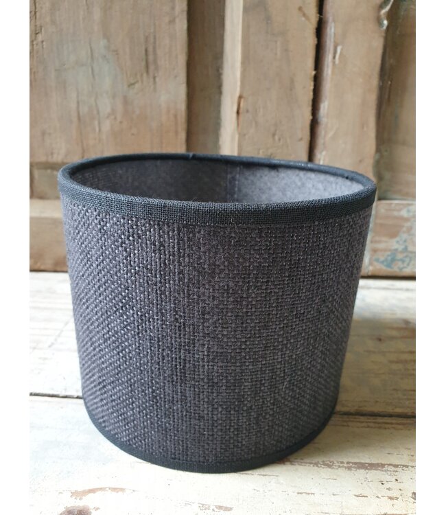 1003 - KKL - Lampekap - zwart/antraciet linnen - 15 x 15 x12 cm