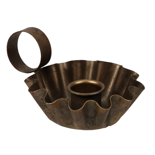 metal candle holder old brass Ø9x5cm