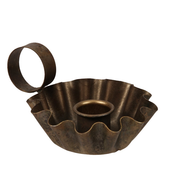 metal candle holder old brass Ø9x5cm