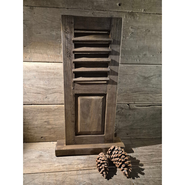 # Houten louvreluik op voet - met paneel - naturel - 36 x 8 x 65 cm