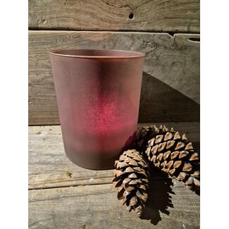 # Cylinder - windlicht - glas - roest - 16 x 20 cm