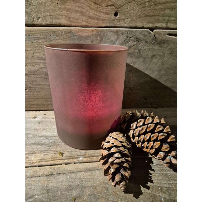 # Cylinder - windlicht - glas - roest - 16 x 20 cm