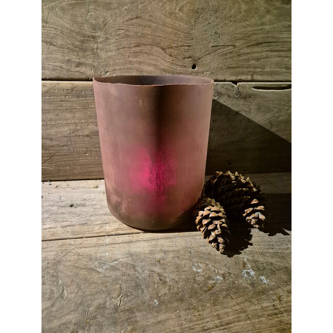 # Cylinder - windlicht - glas - roest - 20 x 24 cm