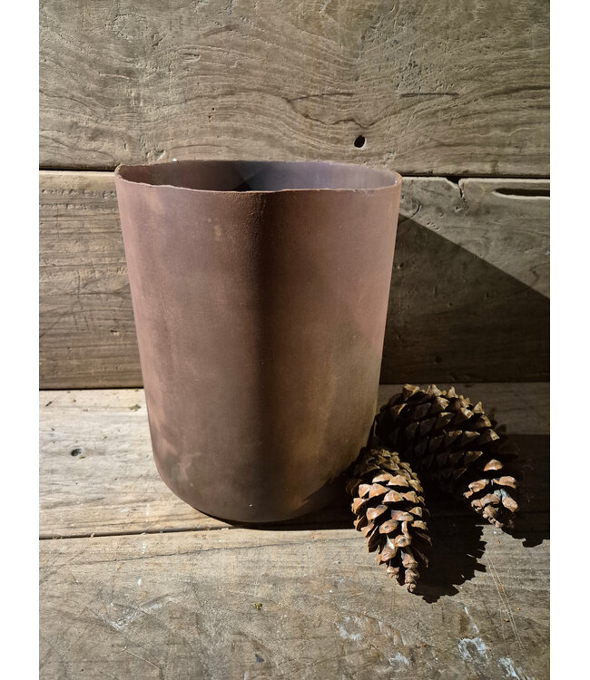 Cylinder - windlicht - glas - roest - 20 x 24 cm