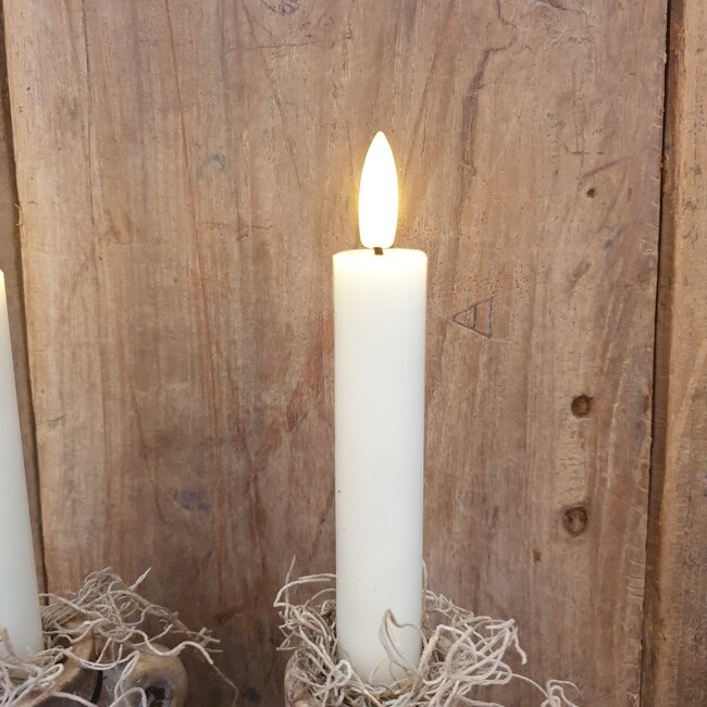 Countryfield # Korte dinerkaars rustiek Ø2,2CM LED ro Lyon S s2 creme-L2B2H15CM