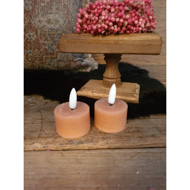Countryfield # Theelicht rustiek Ø4CM LED ro Lyon s2 roze-L4B4H5,2CM