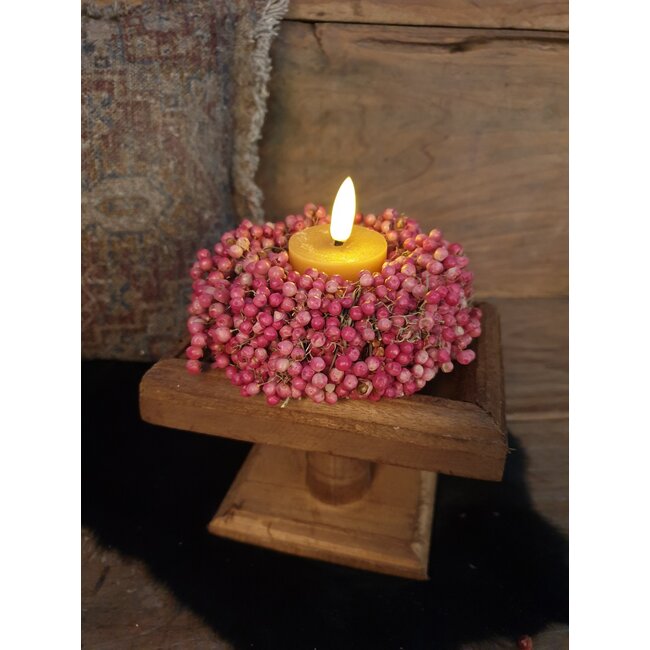 Countryfield # Theelicht rustiek Ø4CM LED ro Lyon s2 roze-L4B4H5,2CM