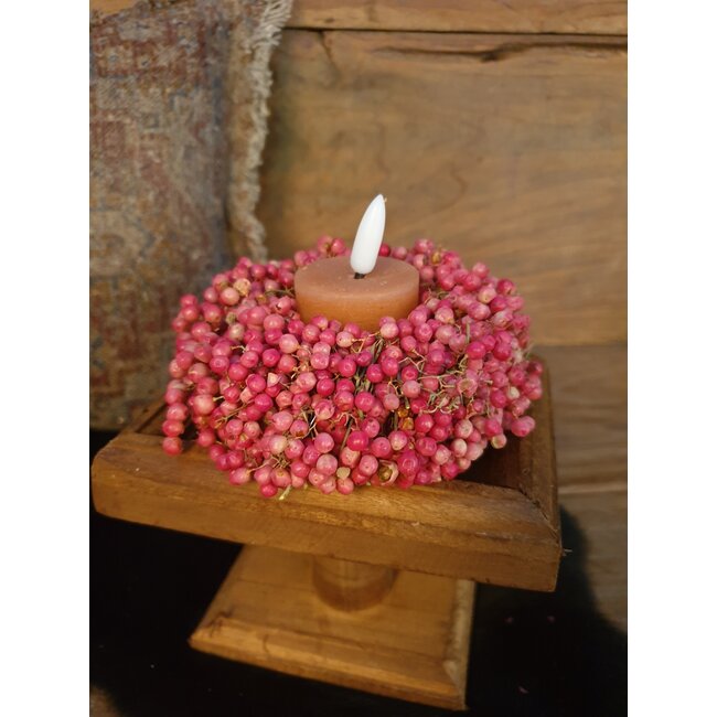 Countryfield # Theelicht rustiek Ø4CM LED ro Lyon s2 roze-L4B4H5,2CM