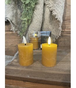 Countryfield @ set van 2 Stompkaars Ø5CM LED ro Lyon s2 amber-L5B5H9CM