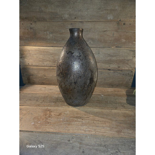 DTT Vaas - oval - aardewerk - Choco White - ca. 32 x 29 x 60cm