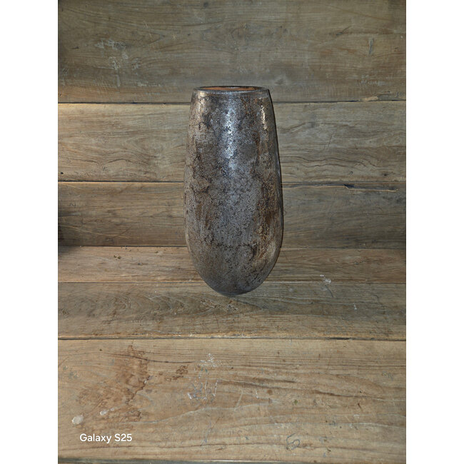 DTT Vaas - round - aardewerk - Choco White - ca. 25 x 50 cm