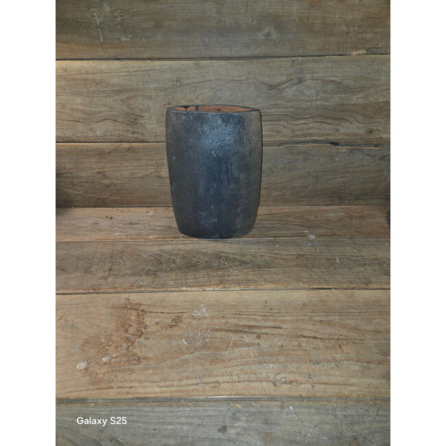 DTT Vaas - oval - aardewerk - Black and Sand - ca. 27 x 12 x 37 cm