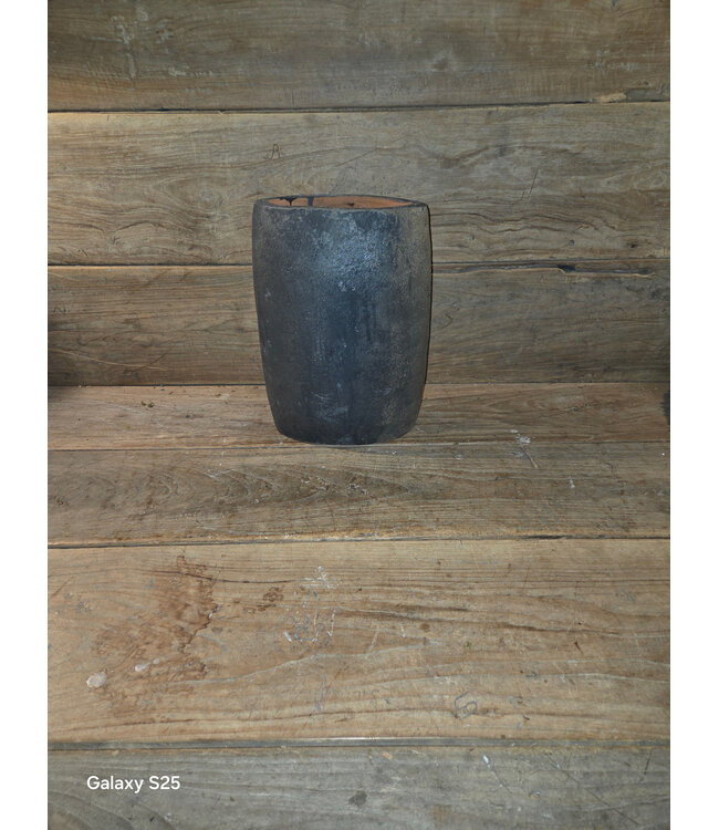 DTT # Vaas - oval - aardewerk - Black and Sand - ca. 27 x 12 x 37 cm