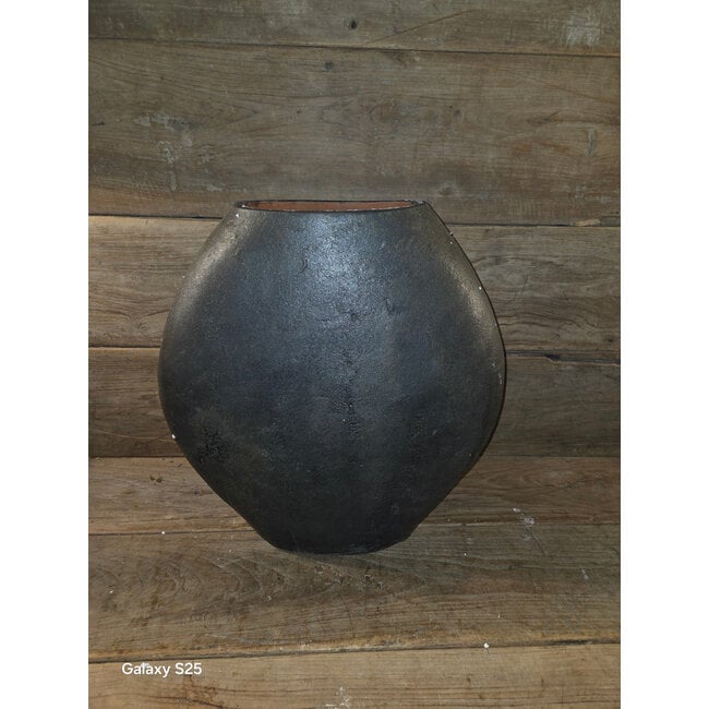 DTT Vaas - oval - aardewerk - Black and Sand - ca. 50 x 18 x 50 cm