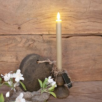 Countryfield # Set van 2 ledkaarsen - beige - 3d vlam - afstandsbediening - 24 cm