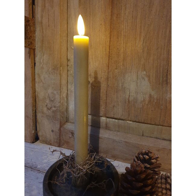 Countryfield # Set van 2 ledkaarsen - beige - 3d vlam - afstandsbediening - 24 cm