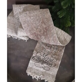 Kerst lint Kelim Merry Christmas roest rood - 10 x 100 cm