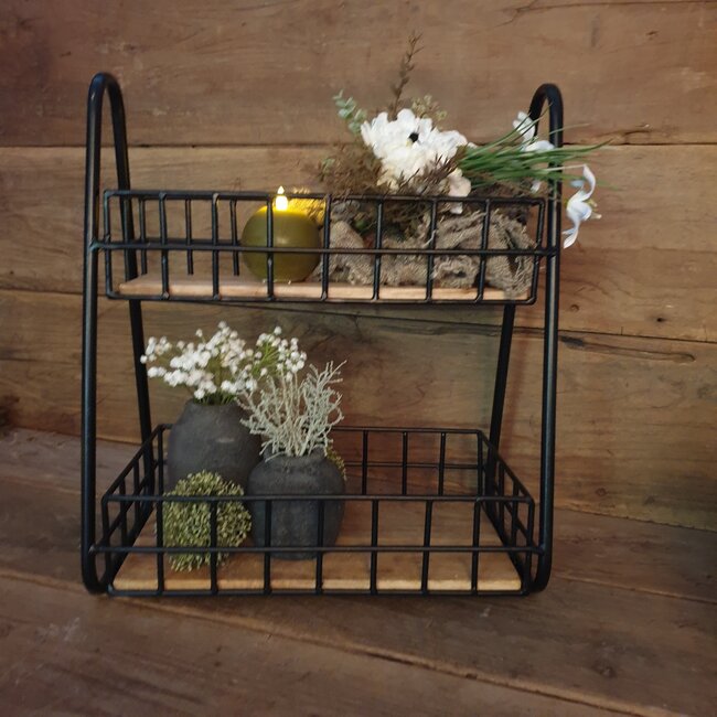 # Kitchen rack 44x25H50cm - keukenrek - hout/metaal - excl deco