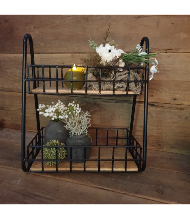 Kitchen rack 44x25H50cm - keukenrek - hout/metaal - excl deco